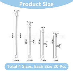 80個 4スタイル 304ステンレススチールリンクコネクター  ステンレス鋼色  20~40x2~2.5x1~1.5mm  穴：1~1.4mm  20個/スタイル&nbsp;STAS-DC0016-20