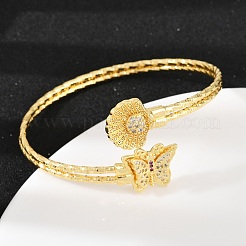 Brass Micro Pave Clear Cubic Zirconia Bangles&nbsp;BJEW-C112-03G