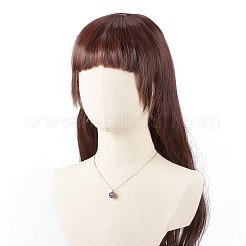 女性用 304 ステンレススチールアズキチェーン付き天然宝石ケージペンダントネックレス  ステンレス鋼色  17.52インチ（44.5cm）&nbsp;NJEW-JN03905-01