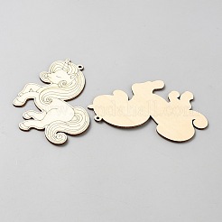 ユニコーンの未完成の木片  子どものペイントクラフト  古いレース  82x96x2.5mm  穴：3mm  10個/セット&nbsp;WOOD-CJC0007-04H