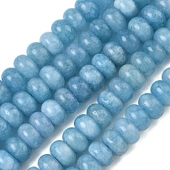 染め加工天然石ホワイトジェイドビーズ連売り  滑らかなロンデル  空色  8~9x5~5.5mm  穴：1.4mm  約69~74個/連  14.57~15.16''（37~38.5センチメートル）&nbsp;X-GG-CBA9281-A17-5x8mm