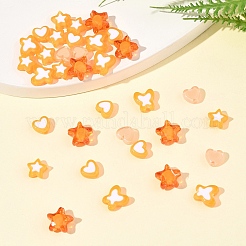 200個5スタイルの透明アクリルビーズ  二層ビーズ  混合図形  オレンジ  7~12x8~11x4~8mm  穴：1.8~2mm  40個/スタイル&nbsp;TACR-FS0001-54C