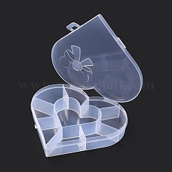 プラスチックビーズ収納ケース  小さな部品用  ハードウェアとクラフト  ハート  透明  14.3x15.6x2.75cm&nbsp;LS-CON-C006-19