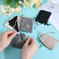 24Pcs 4 Colors Burlap Packing Pouches Drawstring Bags&nbsp;ABAG-BBC0001-08
