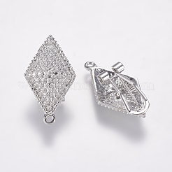 合金製スタッドピアスパーツ  カン付き  菱形  ミックスカラー  29x16mm  穴：1mm  ピン：0.7mm&nbsp;PALLOY-F201-13