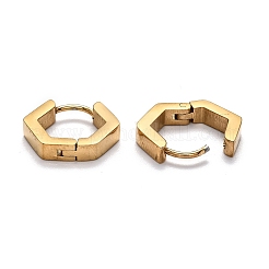304ステンレススチール六角形フープピアス  ゴールドカラー  12.5x14.5x3mm  ピン：1mm&nbsp;STAS-J033-03A-G