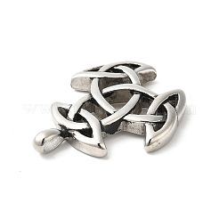 304ステンレススチール製手磨きペンダント  トリプルホーン  アンティークシルバー  37x30x5mm  穴：3x5mm&nbsp;STAS-G274-30AS