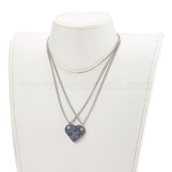 樹脂製ビルディングブロックペンダントネックレスセット  カップルのネックレス  304ステンレススチールのロブスタークロウ留め金付き  半楕円形  ブラック  17.51インチ（44.5cm）  2個/セット&nbsp;NJEW-JN03442-05
