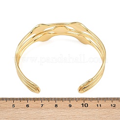 22mm真鍮＆ABSプラスチックパール3ラインカフバングル（女性用）  長持ちメッキ  ラックめっき  ホワイト  18KGP本金メッキ  内径：2-1/2インチ（6.2cm）&nbsp;BJEW-L707-01G