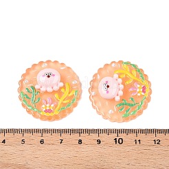 Ocean Theme Flat Round Resin Cabochons&nbsp;CRES-T025-02E