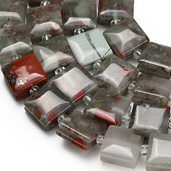 天然のアフリカブラッドストーンビーズ連売り  正方形  シードビーズで  10.5x10.5x5.5mm  穴：0.8mm  約32~33個/連  15.35~15.75''（39~40センチメートル）&nbsp;GG-F802-B17-01
