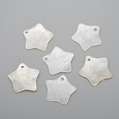 カピスシェルペンダント  スター  ホワイトスモーク  19x20x1mm  穴：1.5mm&nbsp;X-SHEL-S274-47