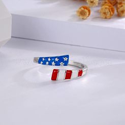 Independence Day American Flag Pattern Alloy Enamel Cuff Rings&nbsp;FS-WGD328B-01