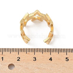 女性用真鍮マイクロパヴェクリアキュービックジルコニアカフリング  18KGP本金メッキ  スター  0.49インチ（1.25cm）&nbsp;RJEW-D307-01G-A