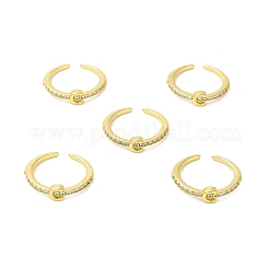 Clear Cubic Zirconia Initial Letter Open Cuff Ring&nbsp;RJEW-H120-09G-C
