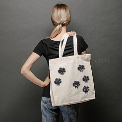 樹脂ラインストーンフラワーシェイプスパンコール刺繍布アイロンパッチ6個  マスクと衣装のアクセサリー  花  ブラック  60x57x4mm&nbsp;PATC-MA0001-09