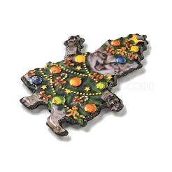 クリスマスアクリルパーツ  猫  カラフル  38.5x27x2.5mm  穴：2mm&nbsp;MACR-U005-05C