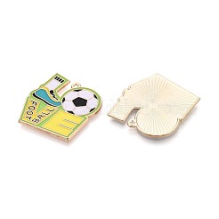 合金エナメルチャーム  愛の言葉が書かれたサッカー  ゴールドカラー  シャンパンイエロー  26x26x1mm  穴：1.2mm&nbsp;ENAM-T025-01G-16