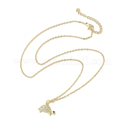 Brass Micro Pave Clear Cubic Zirconia Cable Chain Tortoise Pendant Necklaces for Women&nbsp;NJEW-M009-01G-A
