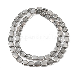 透明電気めっきガラス ビーズ 連売り  パール光沢メッキ  長方形  グレー  12x10x4.5mm  穴：1mm  約55個/連  25.98''（66センチメートル）&nbsp;EGLA-P049-02A-PL03
