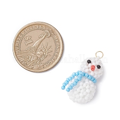 Glass Seed Beaded Snowman Pendants&nbsp;PALLOY-MZ01007