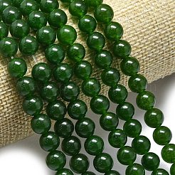 天然石マレーシアジェイドビーズ連売り  染め＆加熱  ラウンド  濃い緑  8~8.5mm  穴：1.2mm  約48個/連  14.96インチ（38cm）&nbsp;G-L645-C01-8mm-05