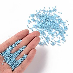 不透明な8/0ガラスシードビーズ  虹メッキ  ラウンド  コーンフラワーブルー  3mm  穴：1mm  約10000個/袋&nbsp;SEED-S023-01B-03