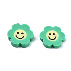 手作り樹脂クレイカボション  笑顔の花  ミディアムシーグリーン  9~10x9.5~10.5x2mm  約5750個/1000g&nbsp;CLAY-T016-32C