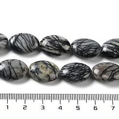 Natural Black Silk Stone/Netstone Beads Strands&nbsp;G-L164-A-24