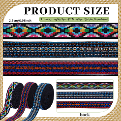 9 Yards 3 Styles Ethnic Style Flat Polyester Elastic Bands&nbsp;OCOR-PH0036-62