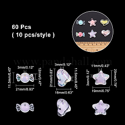 60Pcs 6 Style Transparent Acrylic Beads&nbsp;TACR-AR0001-04