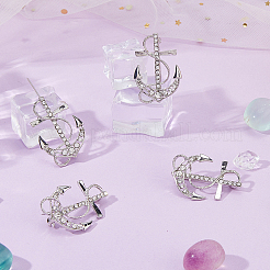 6Pcs Anchor Alloy Rhinestone Lapel Pins for Backpack Clothes&nbsp;JEWB-FH0002-73P