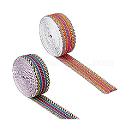 2Pcs 2 Colors Flat Ethnic Style Polyester Stripe Ribbon&nbsp;SRIB-DC0001-01