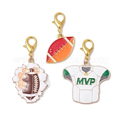 3個 3スタイル ラグビーテーマ 合金エナメルペンダント装飾  亜鉛合金カニカン付き  ミックスカラー  39.5~50.5mm  1個/スタイル&nbsp;HJEW-JM02996