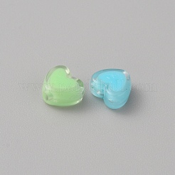 透明なアクリルビーズ  二層ビーズ  ハート  ミックスカラー  7.5x8x4mm  穴：1.8mm  約500個/袋&nbsp;MACR-CJC0001-10