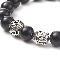 Natural Obsidian Beads Stretch Bracelets&nbsp;BJEW-JB03849-03