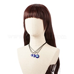 3個 3サイズ ランプワーク イービルアイ ペンダント ネックレス セット ワックスコード付き 女性用  ブルー  17-7/8インチ（45.5cm）  1個/サイズ&nbsp;NJEW-JN03954