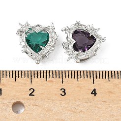 Brass & Glass Micro Pave Cubic Zirconia Pendants&nbsp;KK-S532-04P