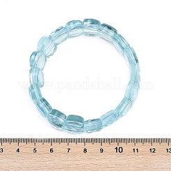 女性と男性のためのガラスビーズストレッチブレスレット  多面カット  オーバル  空色  55.50mm&nbsp;BJEW-M049-11D
