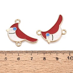 合金エナメルコネクタチャーム  鳥のリンク  ゴールドカラー  ファイヤーブリック  24x25.5~26.5x1mm  穴：2mm&nbsp;PALLOY-Q467-02G-04
