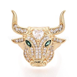 Brass Micro Pave Cubic Zirconia Cuff Open Rings&nbsp;KK-T080-32G
