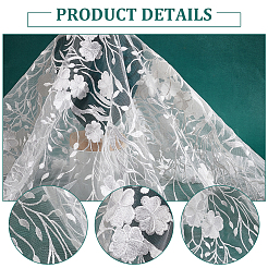 Flower Pattern Polyester Elastic Lace Fabric&nbsp;DIY-WH0504-179
