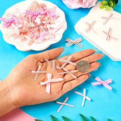 手作りポリエステル蝶結び飾りアクセサリー  DIYの靴の装飾用  コスチューム  ピンク  15~28x30~37x3~4mm  約50個/セット&nbsp;AJEW-TAC0014-11A