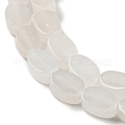 天然石ホワイトジェイドビーズ連売り  フラットオーバル  6~6.5x4~4.5x2.5mm  穴：0.6mm  約64個/連  15.94''（40.5センチメートル）&nbsp;G-M420-H15-03