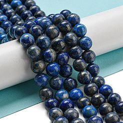 天然石ラピスラズリビーズ連売り  ラウンド  8mm  穴：1mm  約45~47個/連  15インチ（38cm）&nbsp;G-E483-17-8mm