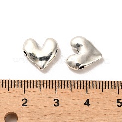チベット風合金ビーズ  カドミウムフリー＆鉛フリー  ハート  アンティークシルバー  11x12x3.5mm  穴：1.6mm  約862個/1000g&nbsp;FIND-C043-034AS