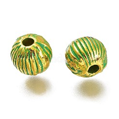 合金ビーズ  ラウンド  黄金＆緑青  7x8mm  穴：2mm&nbsp;PALLOY-H170-58GG