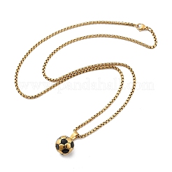 201 ステンレススチールペンダントネックレス  エナメルサッカー  ゴールドカラー  23.54インチ（59.8cm）&nbsp;NJEW-H058-02G