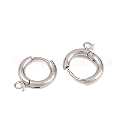 316ステンレススチール製ハギーフープピアス金具  カン付き  長持ちメッキ  ステンレス鋼色  13x2.5mm  穴：2.5mm  ピン：1mm&nbsp;EJEW-B158-01A-P