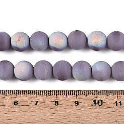 曇った不透明なガラスビーズの連売り  ラウンド  半分メッキ  ABカラーメッキ  ライラック  9.5~10mm  穴：1.2mm  約39~41個/連  14.57~15.75インチ（37~40cm）&nbsp;LS-GLAA-T032-P10mm-MBB07